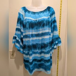 Avenue Blue and White Women's Tunic Size 18